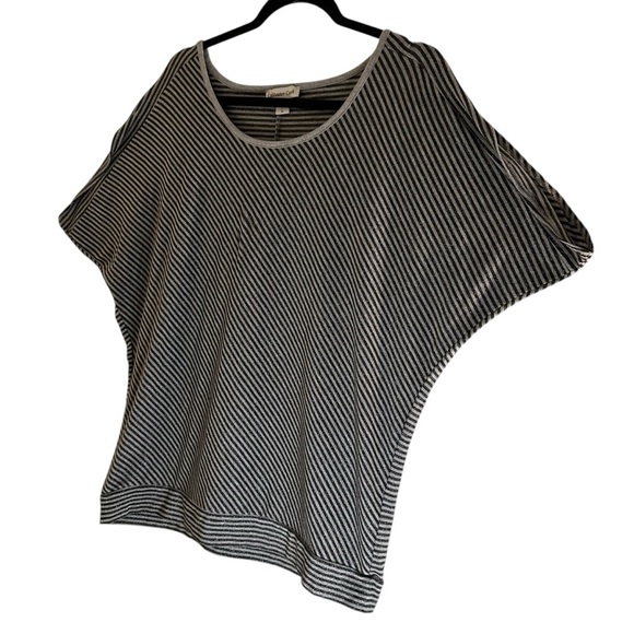 Coldwater Creek metallic silver black striped dolman sleeve top L 14 - Picture 3 of 11